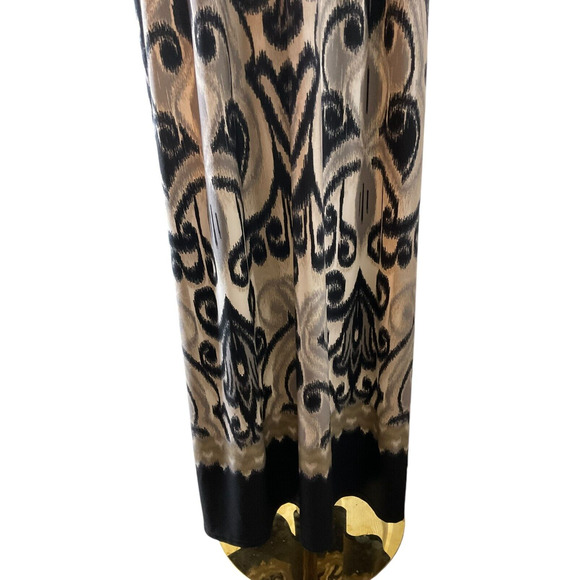 London Times Womens 6 Black Beige Halter Maxi Dress Gold Chain Detail Cream Tan - Picture 10 of 11